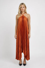 Pleated Halter Maxi Dress - Serena