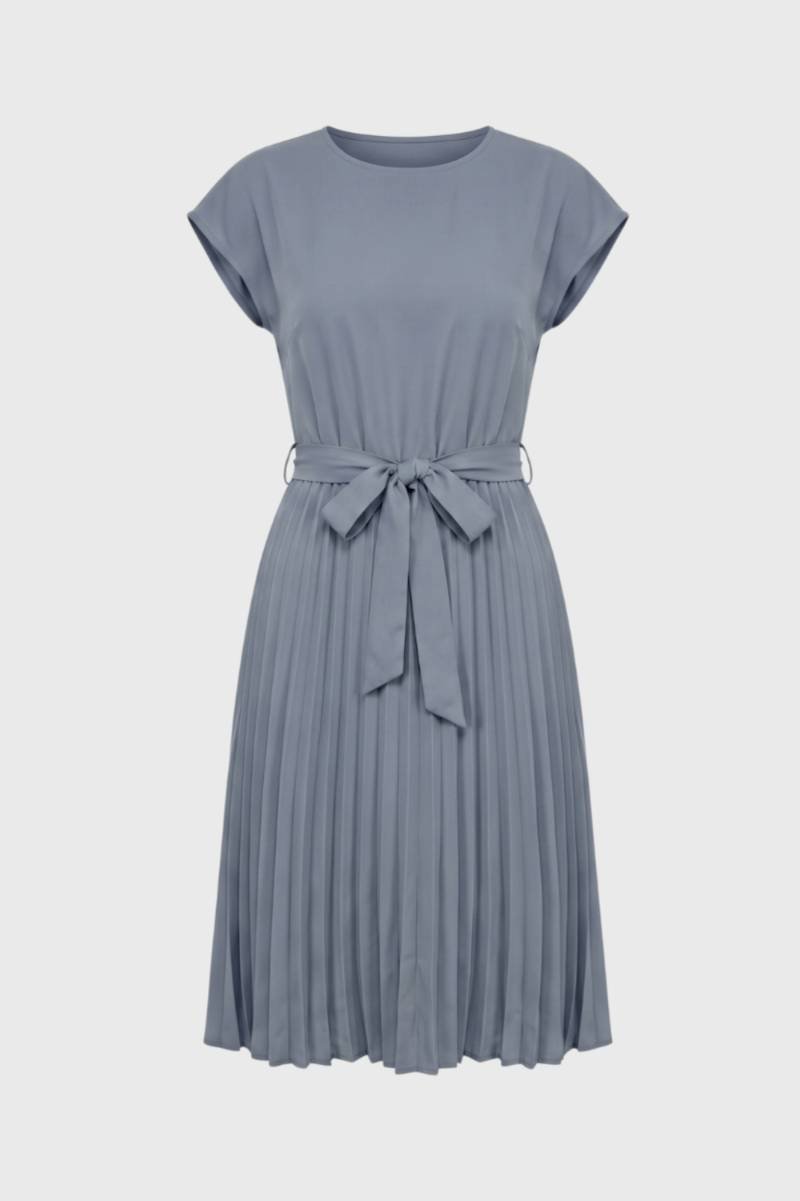 Pleated Midi Dress with Tie Belt - Sophie