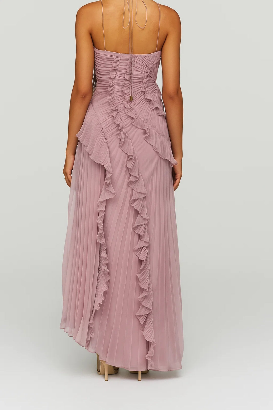 Pleated halter dress with romantic ruffles - Amélie