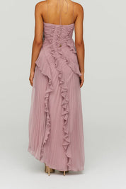 Pleated halter dress with romantic ruffles - Amélie