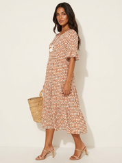 Polka Dot Tiered Midi Dress - Beatrice