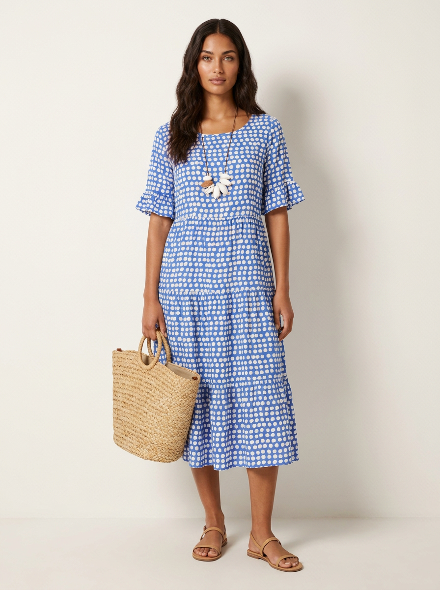 Polka Dot Tiered Midi Dress - Beatrice