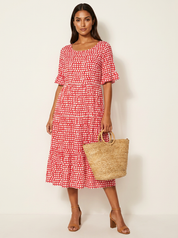 Polka Dot Tiered Midi Dress - Beatrice