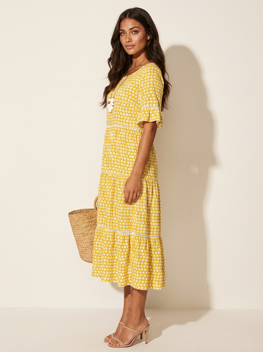Polka Dot Tiered Midi Dress - Beatrice