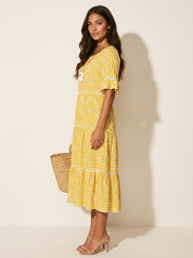 Polka Dot Tiered Midi Dress - Beatrice