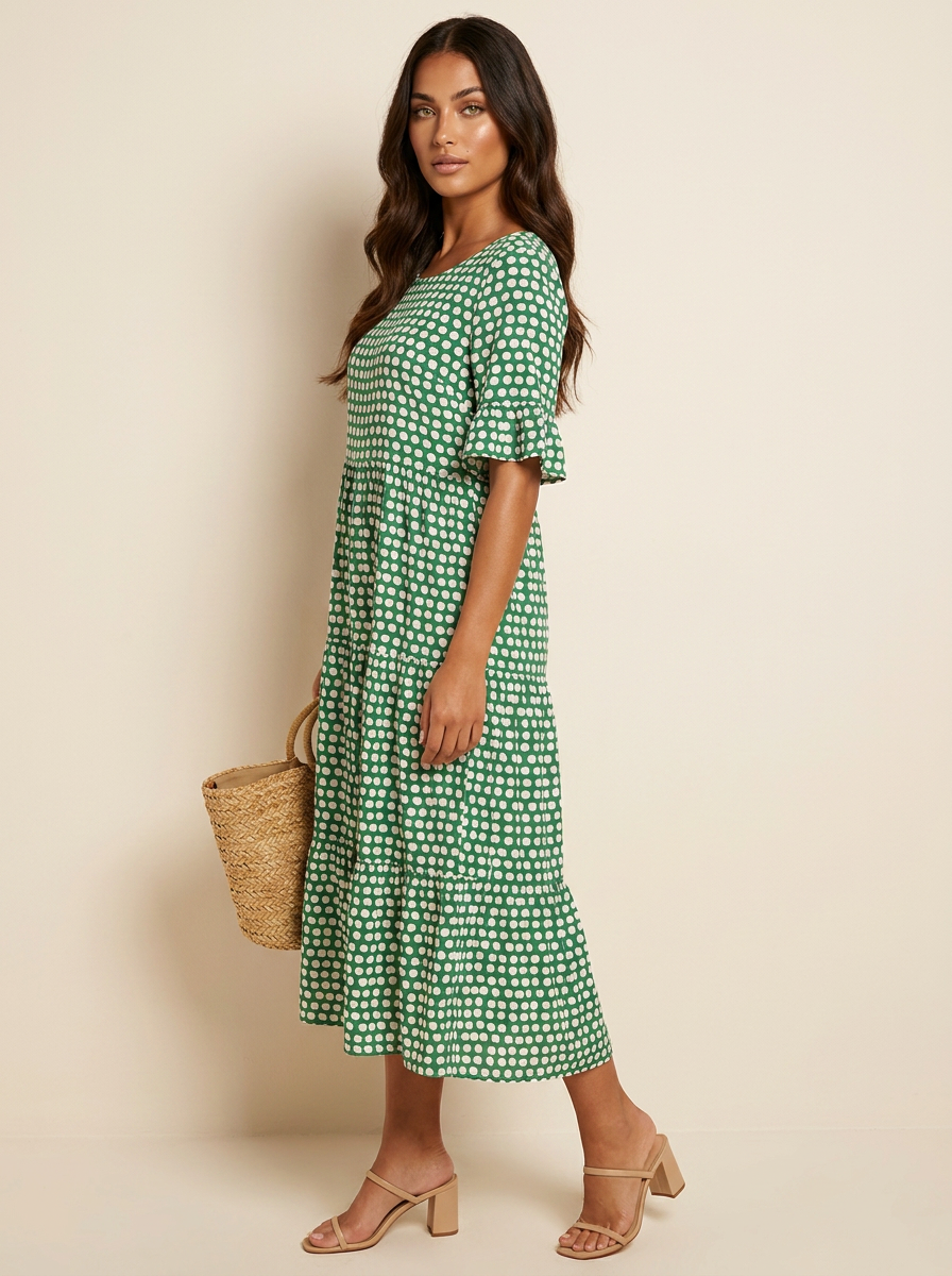 Polka Dot Tiered Midi Dress - Beatrice