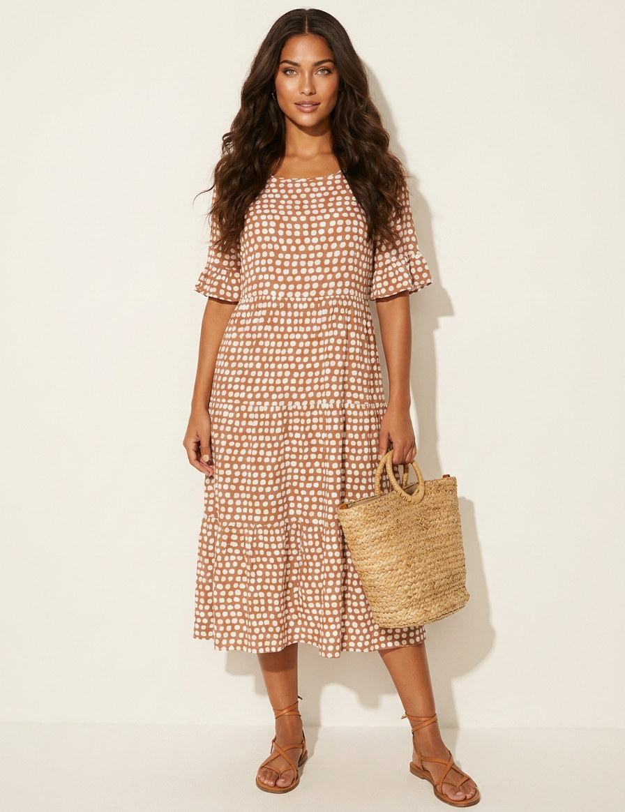 Polka Dot Tiered Midi Dress - Beatrice