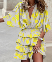 Printed Ruffle Mini Dress - Amara