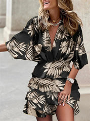 Printed Ruffle Mini Dress - Amara