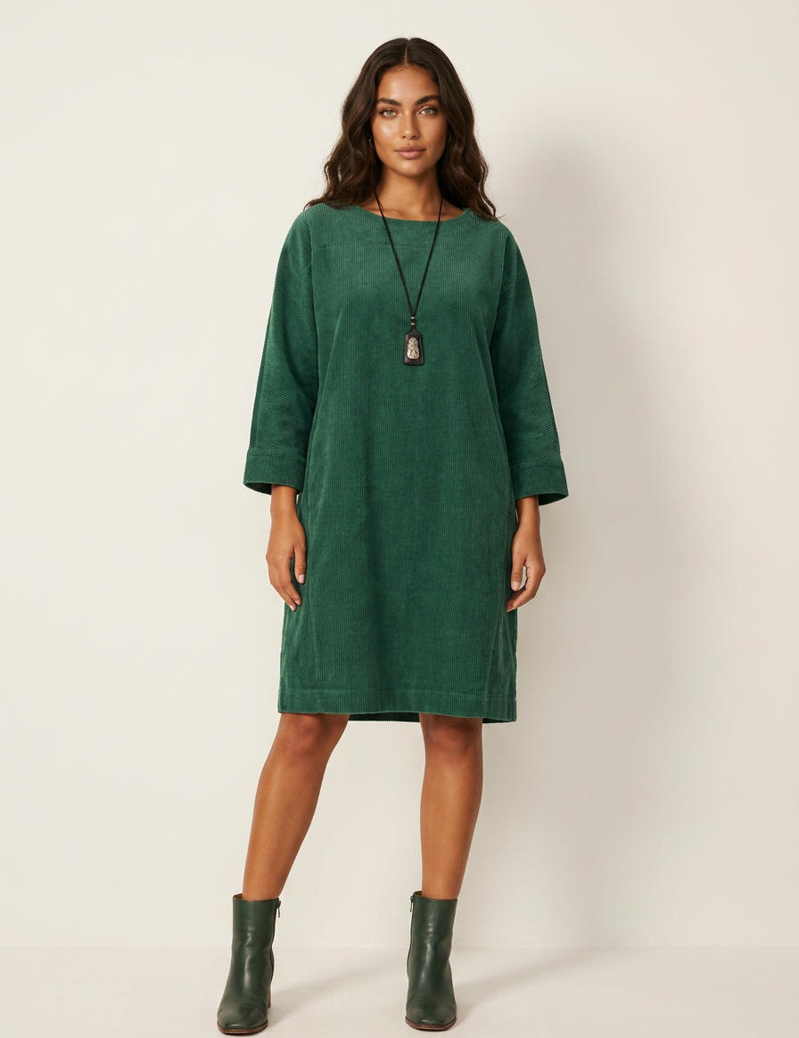Relaxed Corduroy Midi Dress - Hazel
