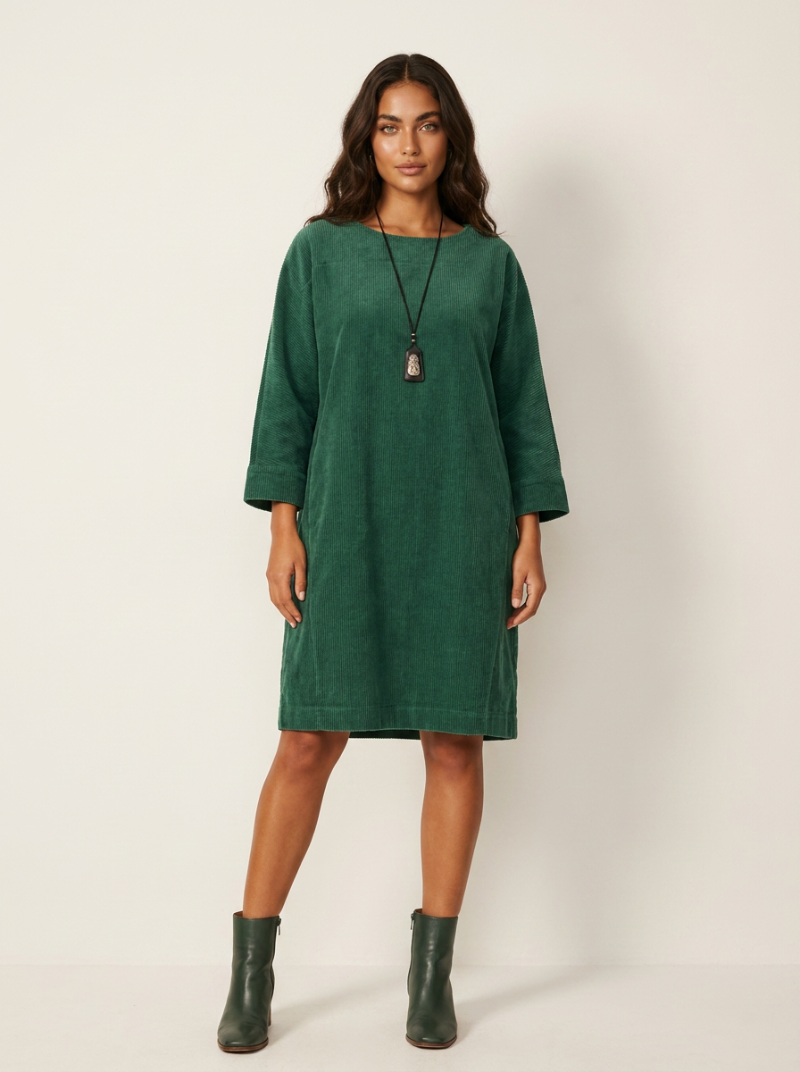 Relaxed Corduroy Midi Dress - Hazel