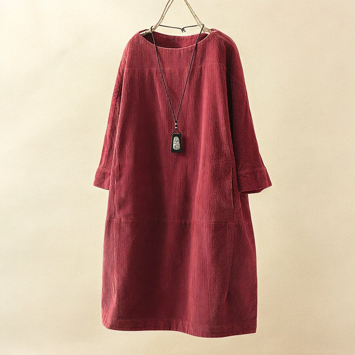Relaxed Corduroy Midi Dress - Hazel
