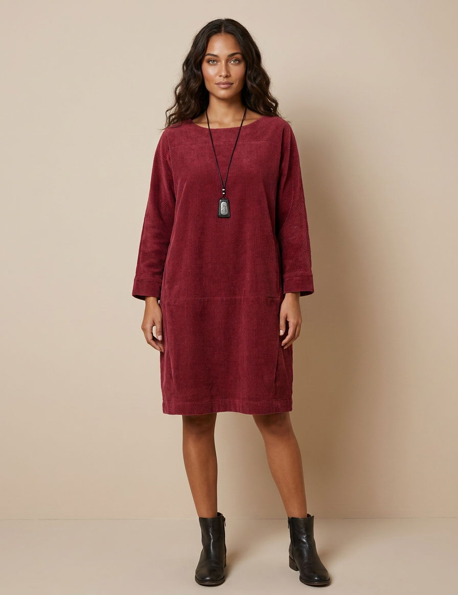 Relaxed Corduroy Midi Dress - Hazel