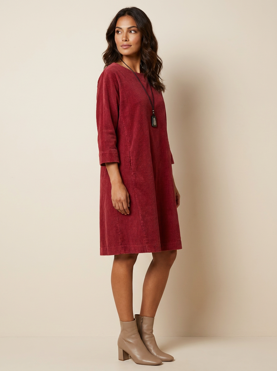 Relaxed Corduroy Midi Dress - Hazel