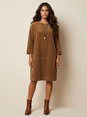 Relaxed Corduroy Midi Dress - Hazel