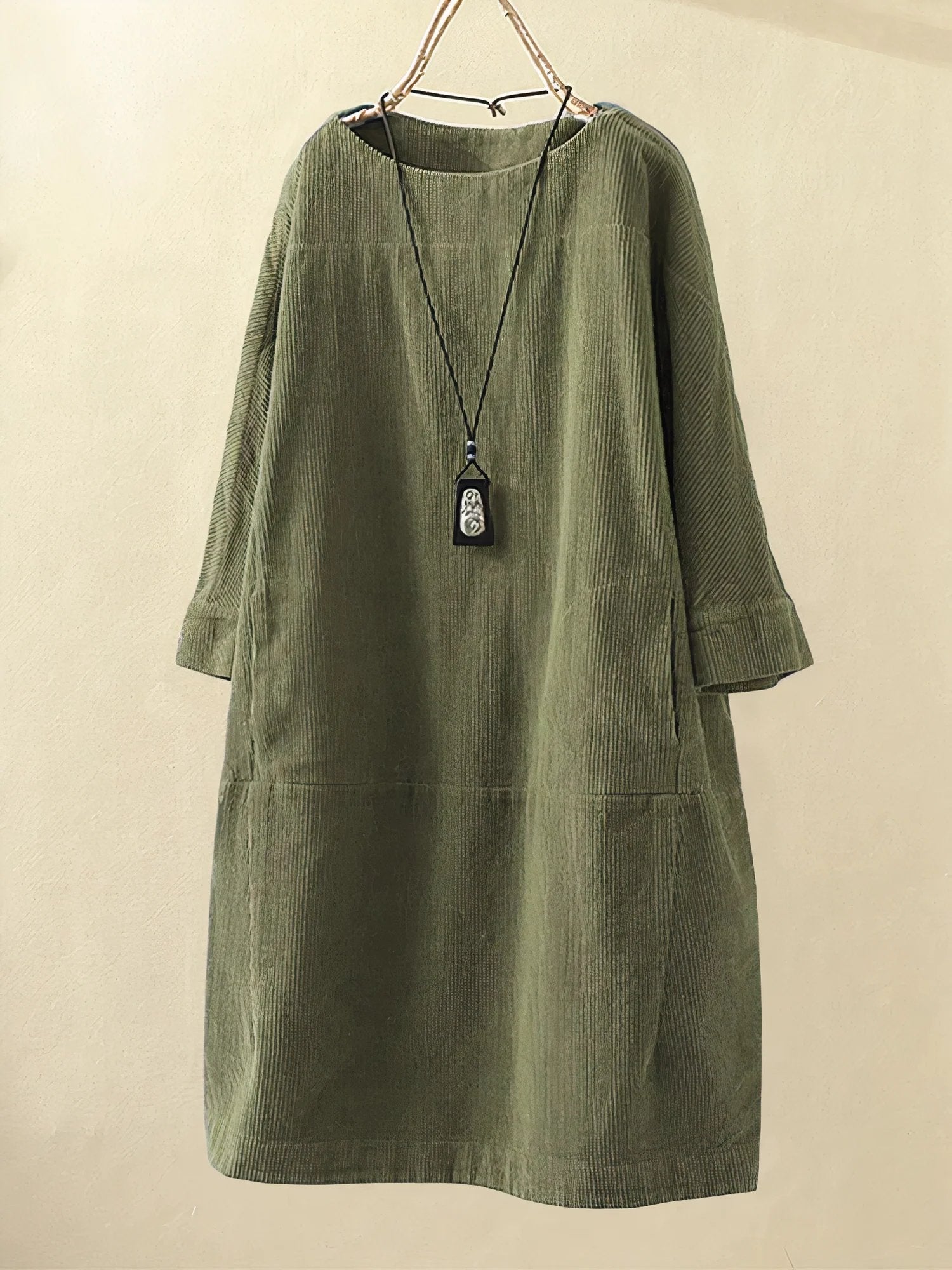 Relaxed Corduroy Midi Dress - Hazel