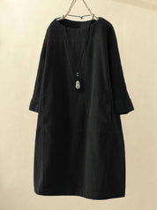 Relaxed Corduroy Midi Dress - Hazel