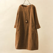 Relaxed Corduroy Midi Dress - Hazel