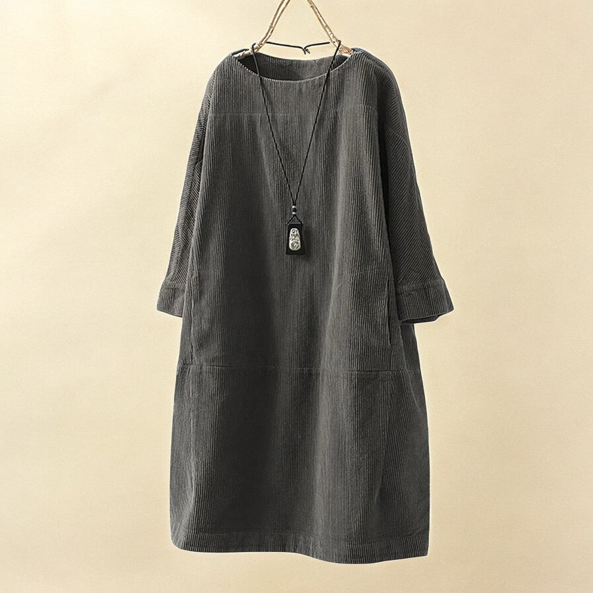 Relaxed Corduroy Midi Dress - Hazel
