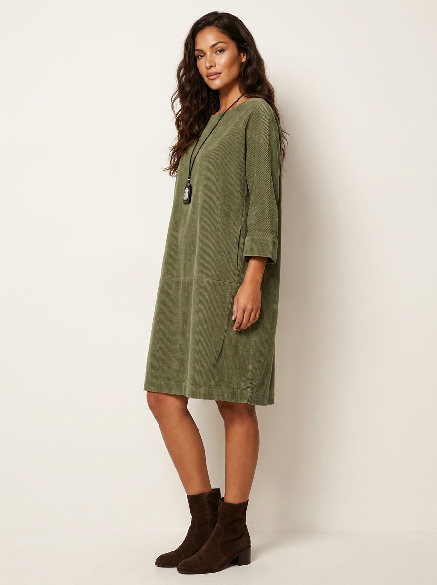 Relaxed Corduroy Midi Dress - Hazel