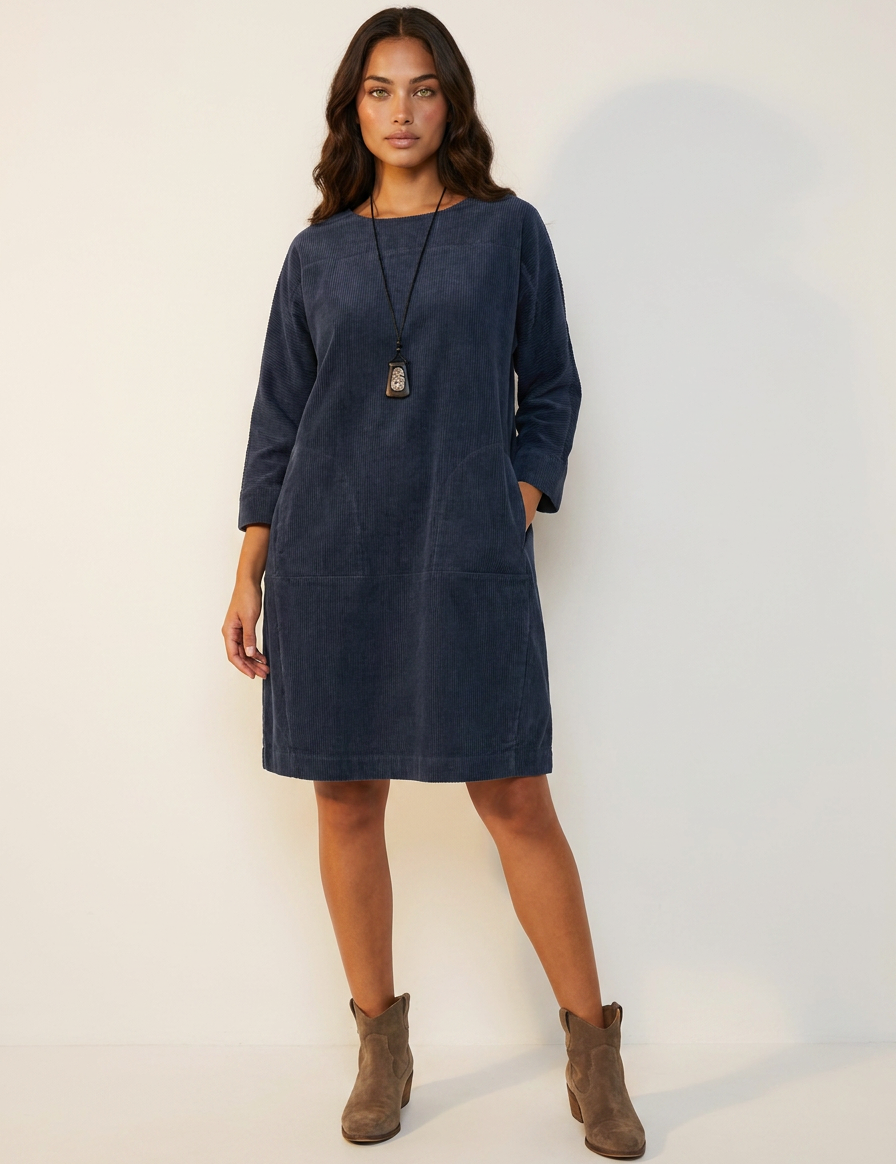 Relaxed Corduroy Midi Dress - Hazel
