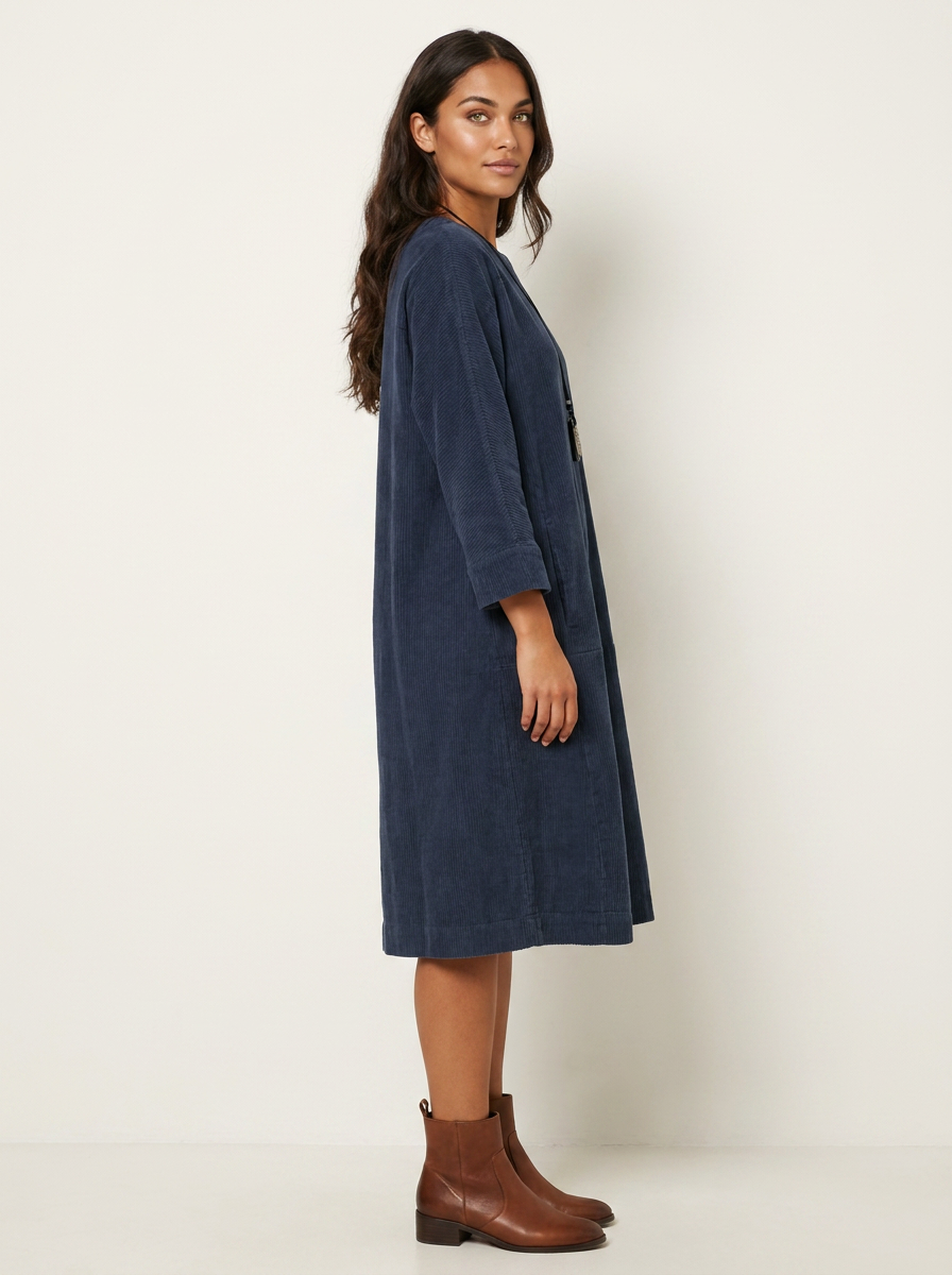 Relaxed Corduroy Midi Dress - Hazel