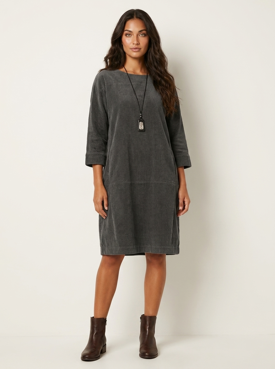 Relaxed Corduroy Midi Dress - Hazel