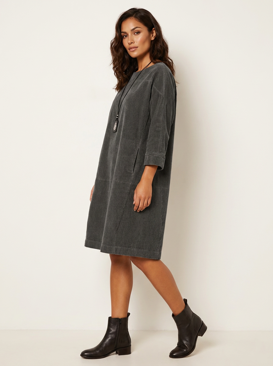 Relaxed Corduroy Midi Dress - Hazel