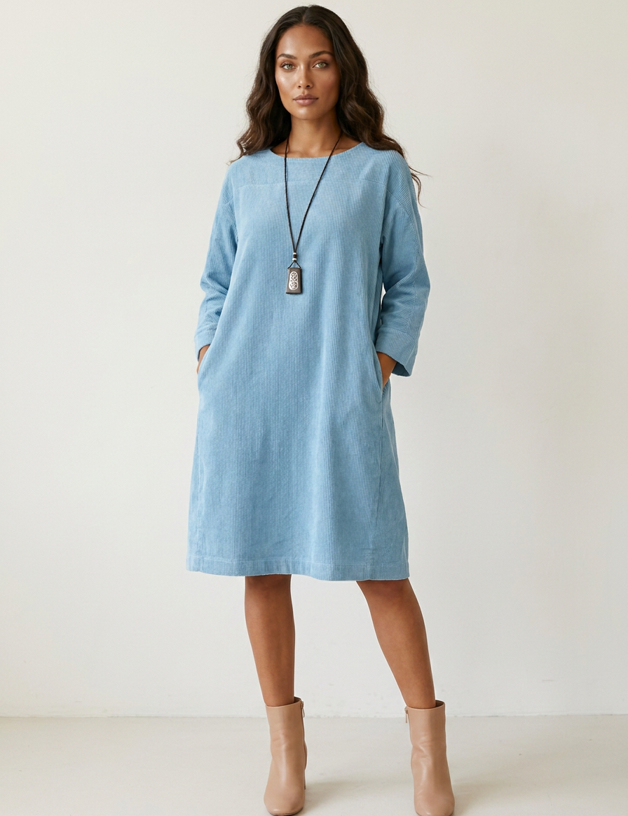 Relaxed Corduroy Midi Dress - Hazel