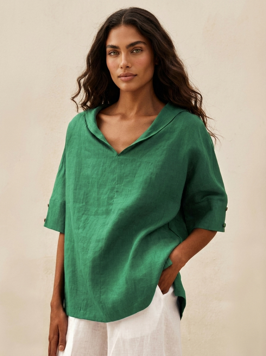 Relaxed Linen Blend Blouse - Sofia
