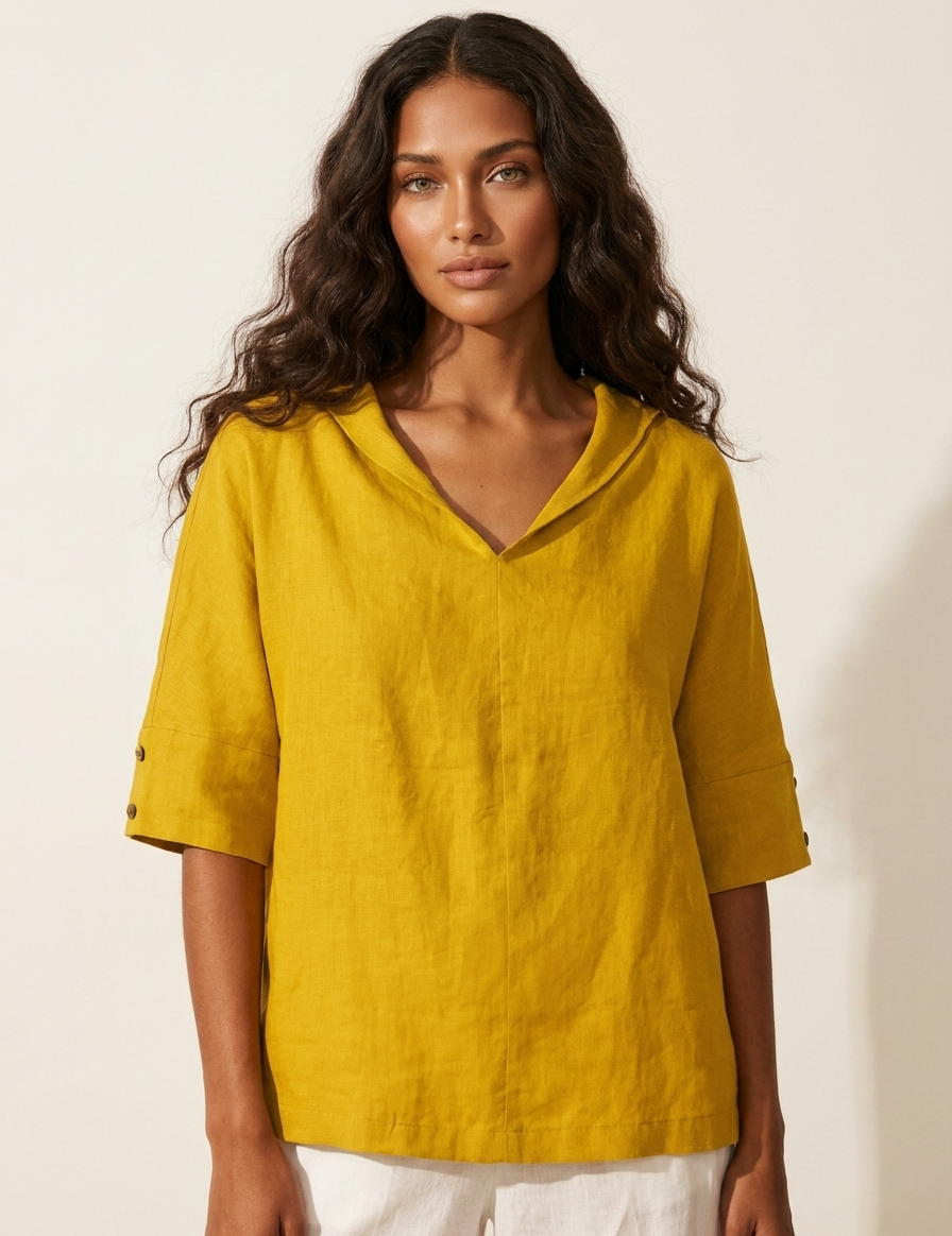 Relaxed Linen Blend Blouse - Sofia