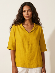 Relaxed Linen Blend Blouse - Sofia