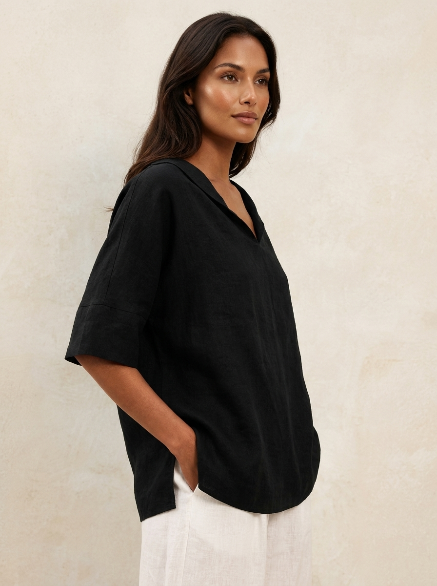 Relaxed Linen Blend Blouse - Sofia