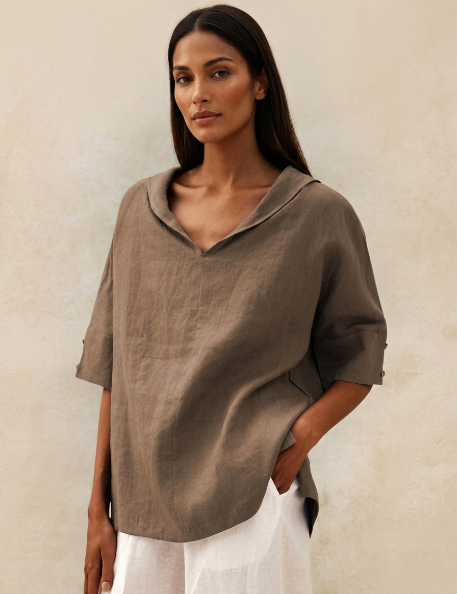 Relaxed Linen Blend Blouse - Sofia
