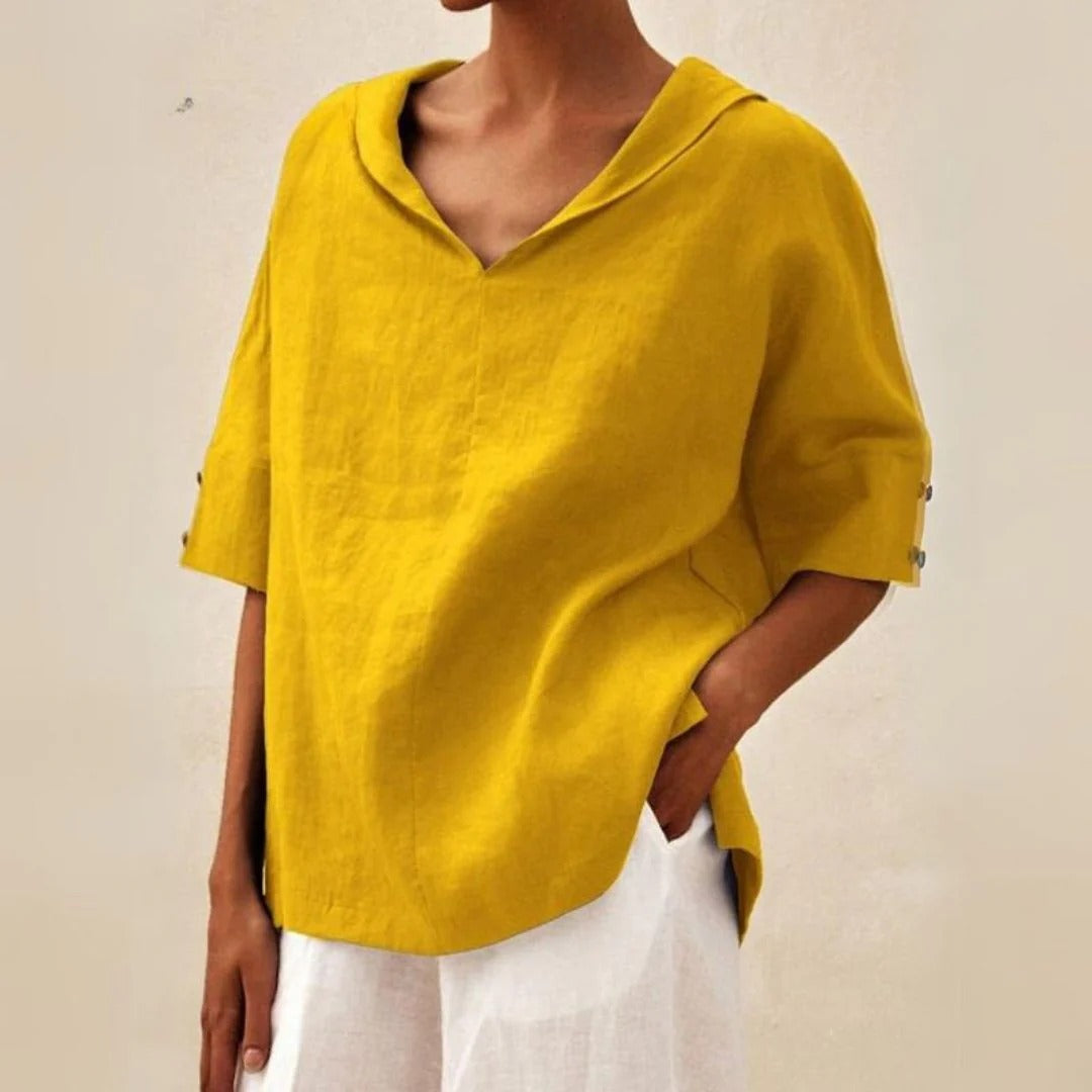 Relaxed Linen Blend Blouse - Sofia