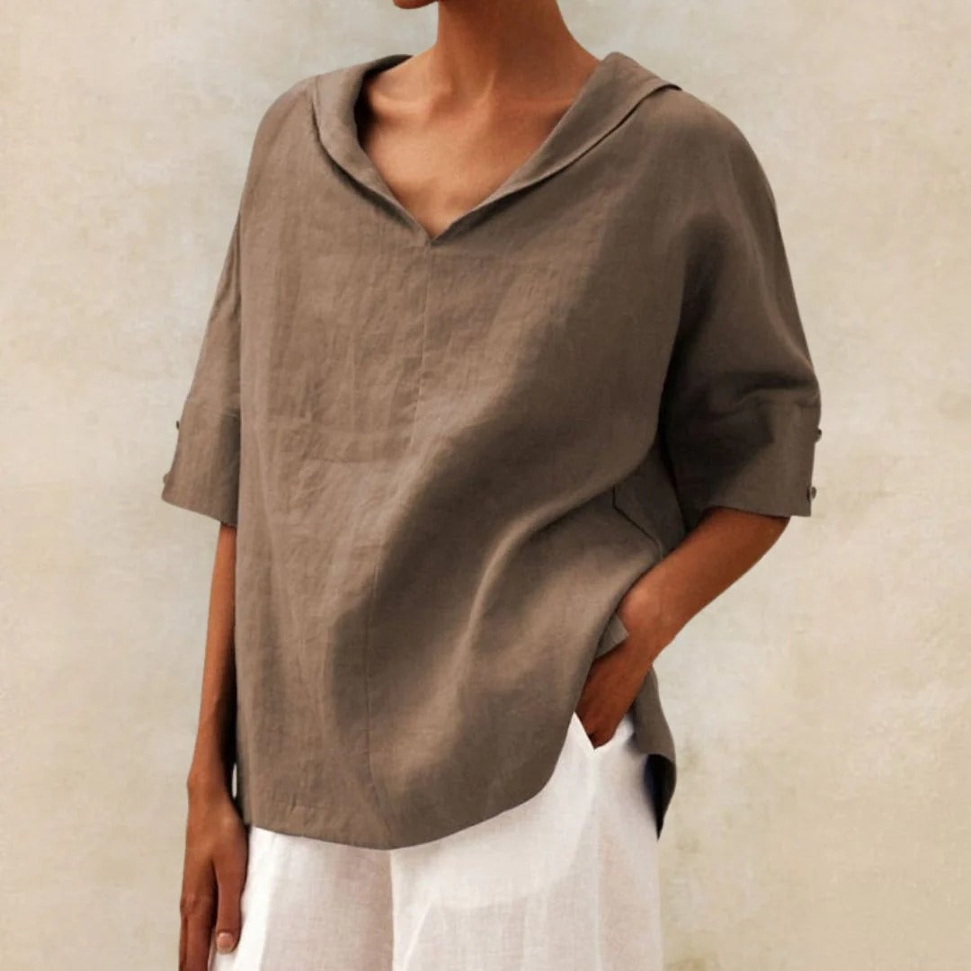 Relaxed Linen Blend Blouse - Sofia