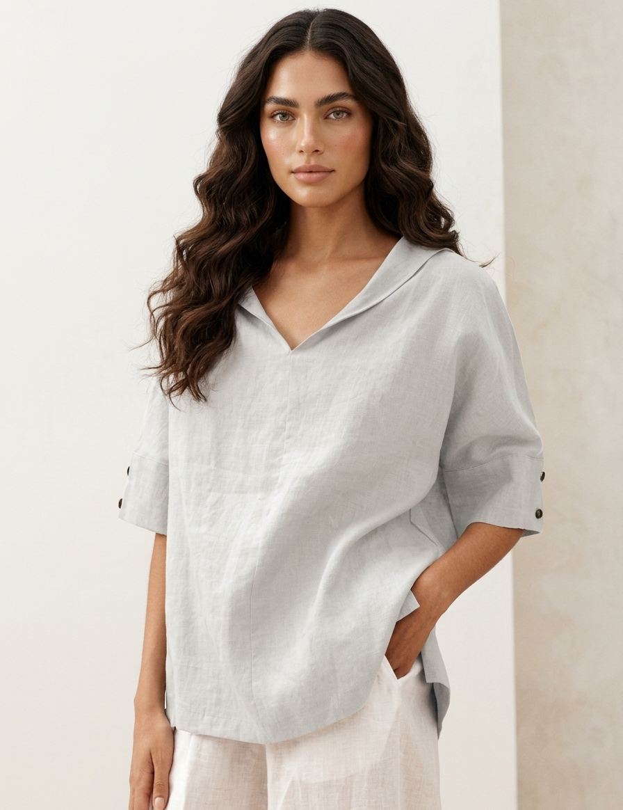 Relaxed Linen Blend Blouse - Sofia