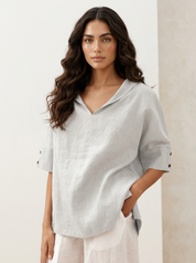 Relaxed Linen Blend Blouse - Sofia
