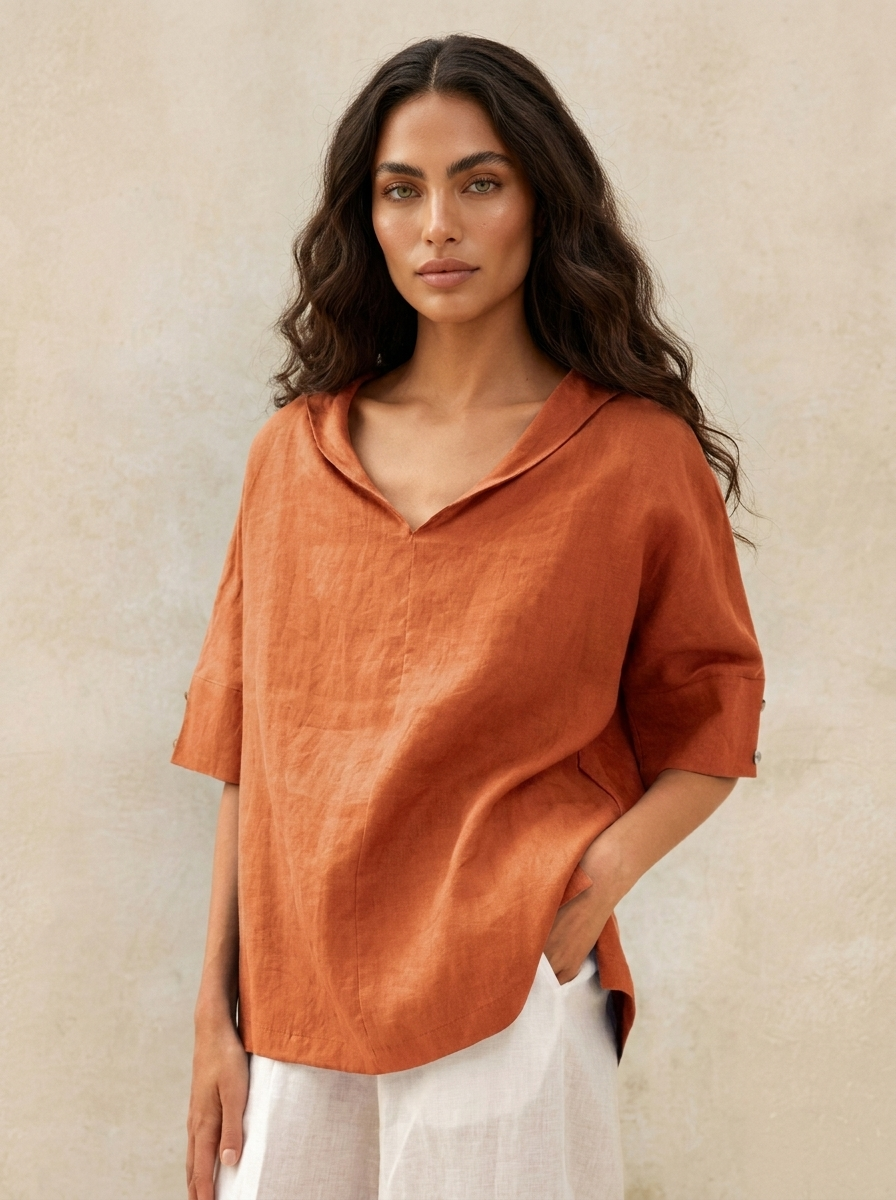 Relaxed Linen Blend Blouse - Sofia