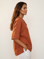 Relaxed Linen Blend Blouse - Sofia