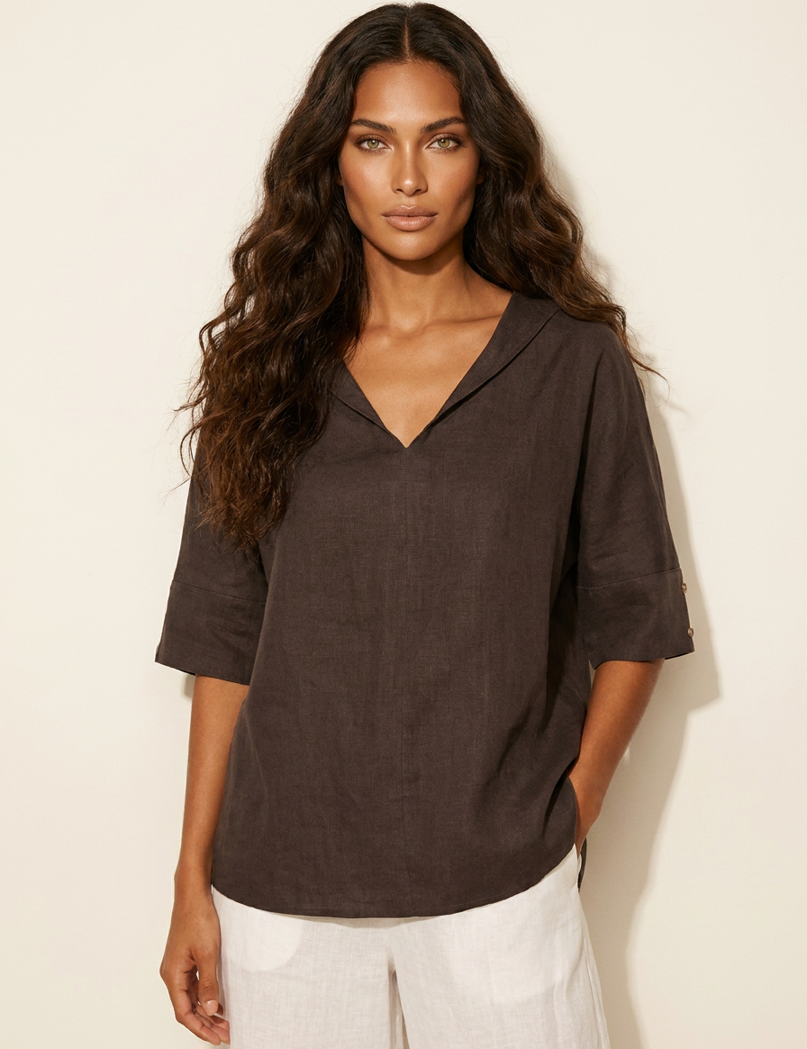 Relaxed Linen Blend Blouse - Sofia