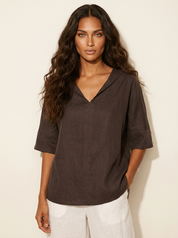 Relaxed Linen Blend Blouse - Sofia