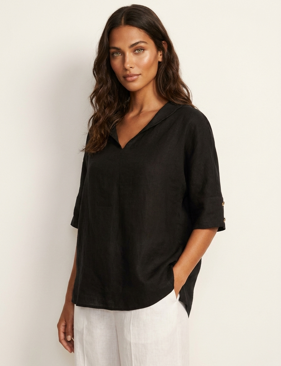 Relaxed Linen Blend Blouse - Sofia