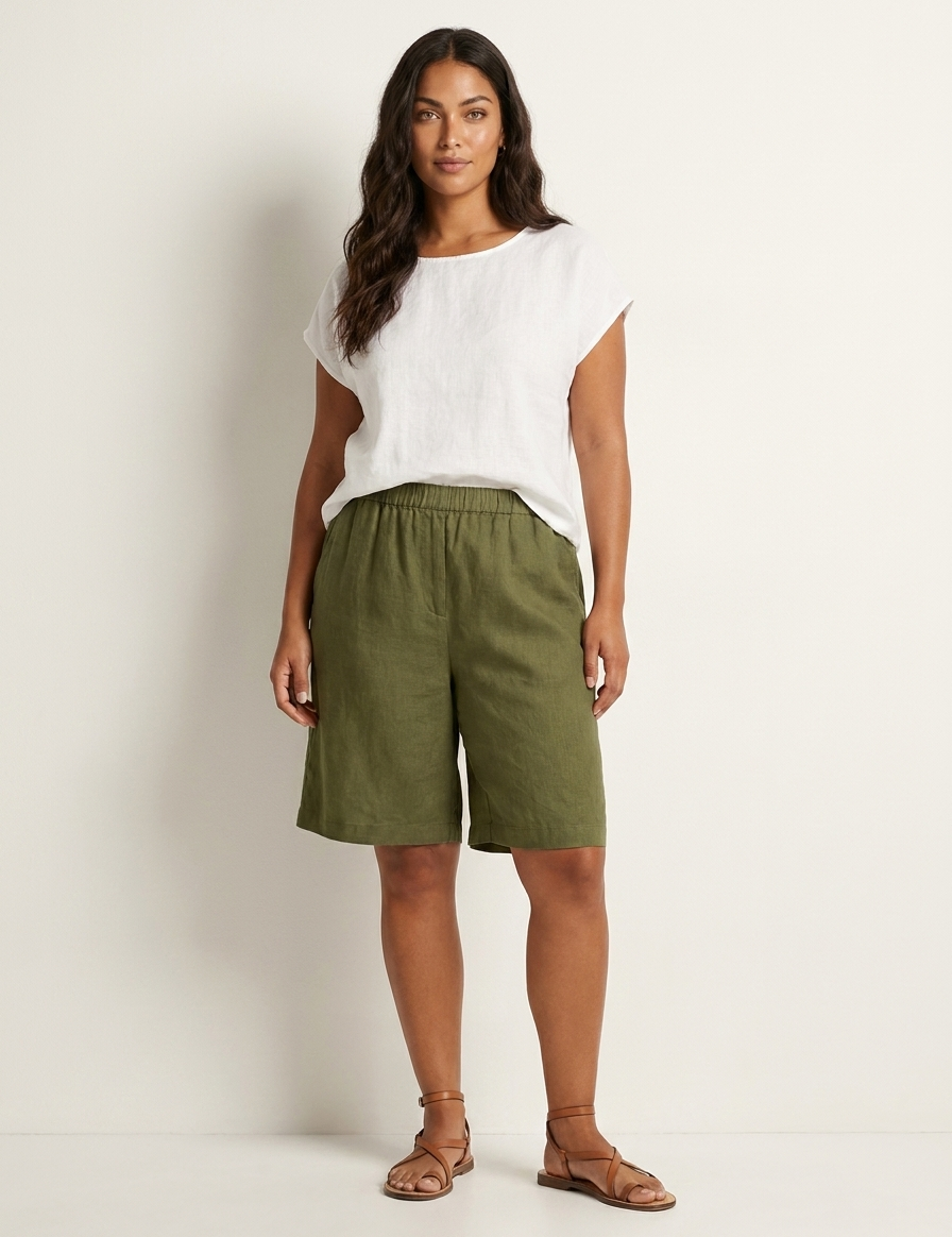 Relaxed Linen Blend Shorts - Madeline