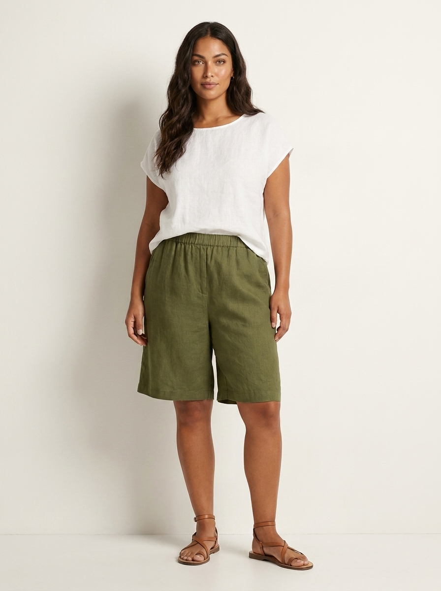 Relaxed Linen Blend Shorts - Madeline
