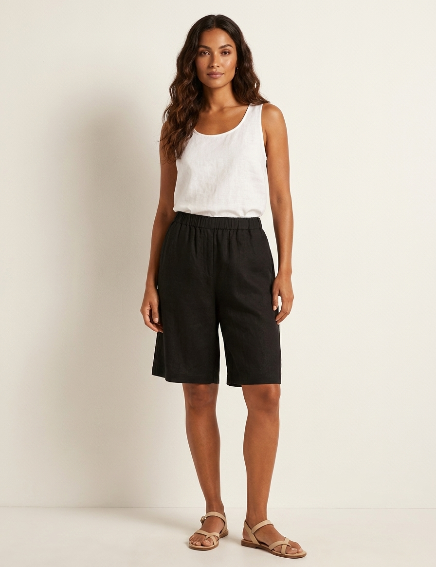 Relaxed Linen Blend Shorts - Madeline