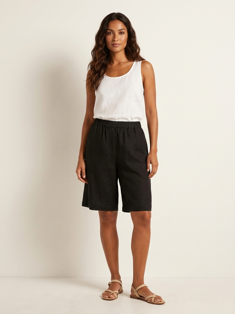 Relaxed Linen Blend Shorts - Madeline