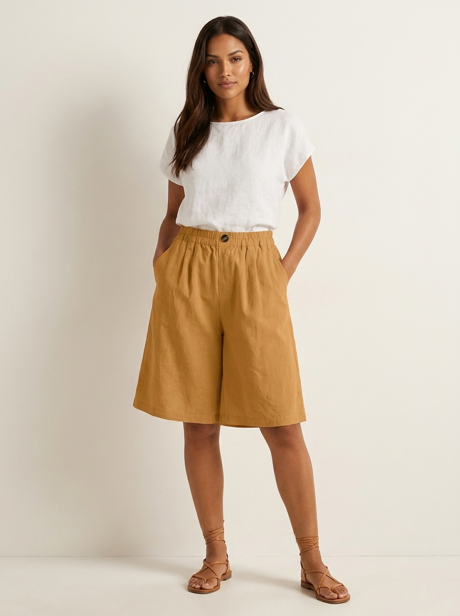 Relaxed Linen Blend Shorts - Madeline