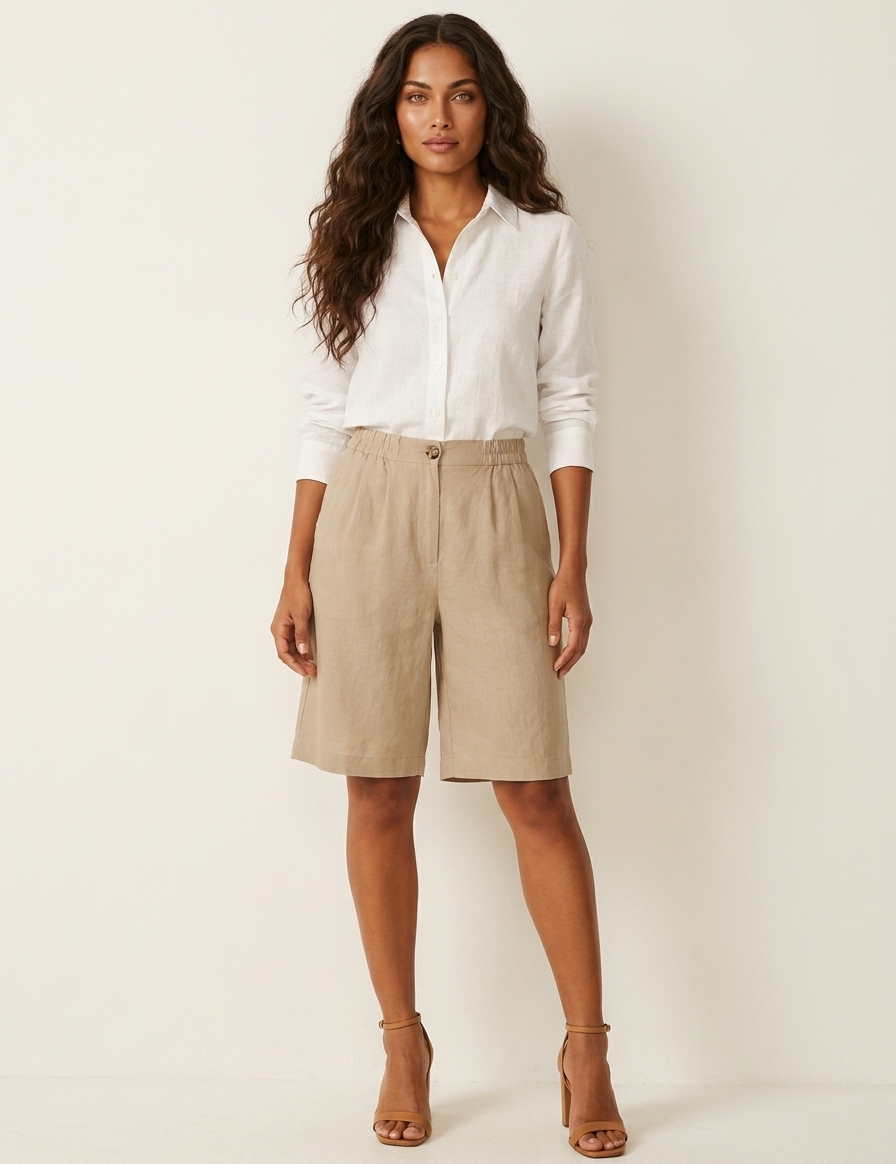 Relaxed Linen Blend Shorts - Madeline