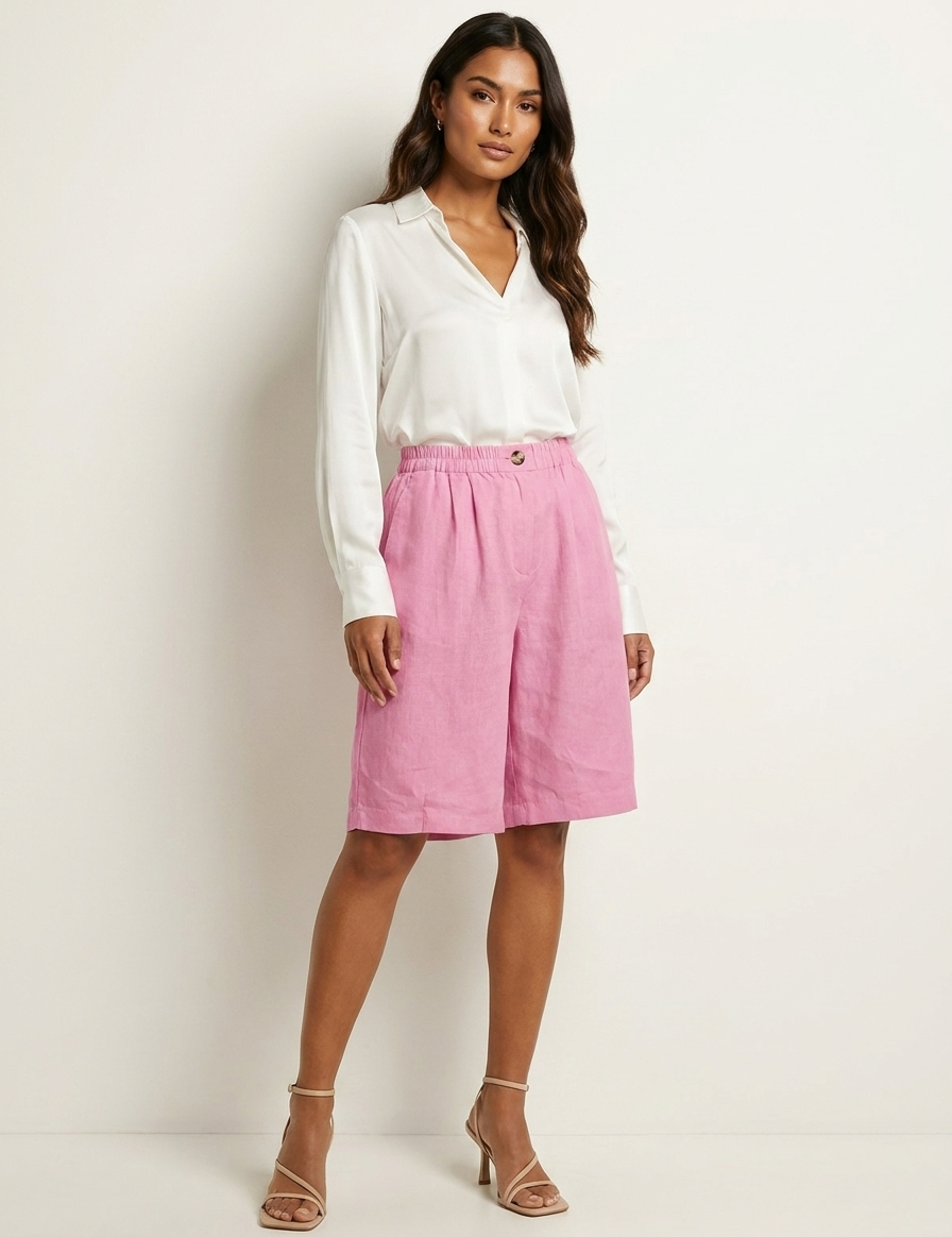 Relaxed Linen Blend Shorts - Madeline